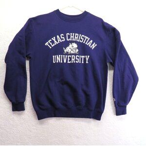 Texas Christian University Sweatshirt Size‎ Medium Vintage Champion Purple TCU